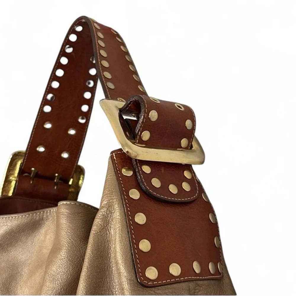 Be & D Crawford Studded Leather Hobo Bag